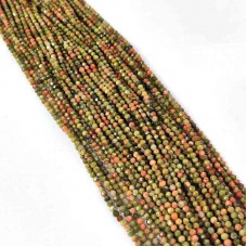 Unakite 2-2.5mm round facet beads strand
